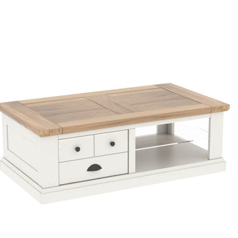 ROMANCE - Table basse rectangle 1 tiroir va et vient
